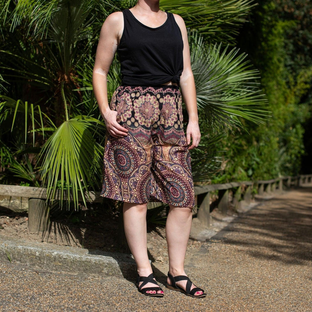 Thai Rose Knee Shorts-Shorts-Siesta Crafts
