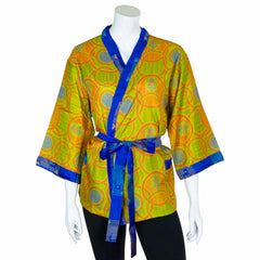 Short Recycled Sari Kimono-Tops-Siesta Crafts