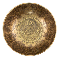 Ornate Etched Green Tara Singing Bowl No.1-Singing Bowls-Siesta Crafts