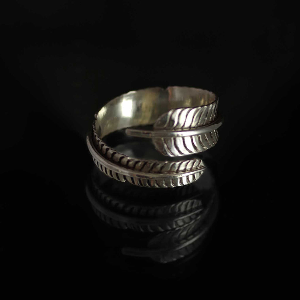 Nepalese Silver Feather Ring-Rings-Siesta Crafts