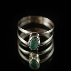 Turquoise Stone Nepalese Silver Ring-Rings-Siesta Crafts