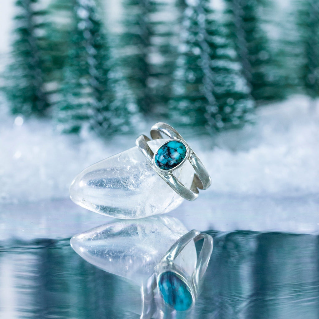 Turquoise Stone Nepalese Silver Ring-Rings-Siesta Crafts