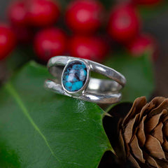 Turquoise Stone Nepalese Silver Ring-Rings-Siesta Crafts