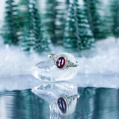Garnet Spirals Nepalese Silver Ring-Rings-Siesta Crafts