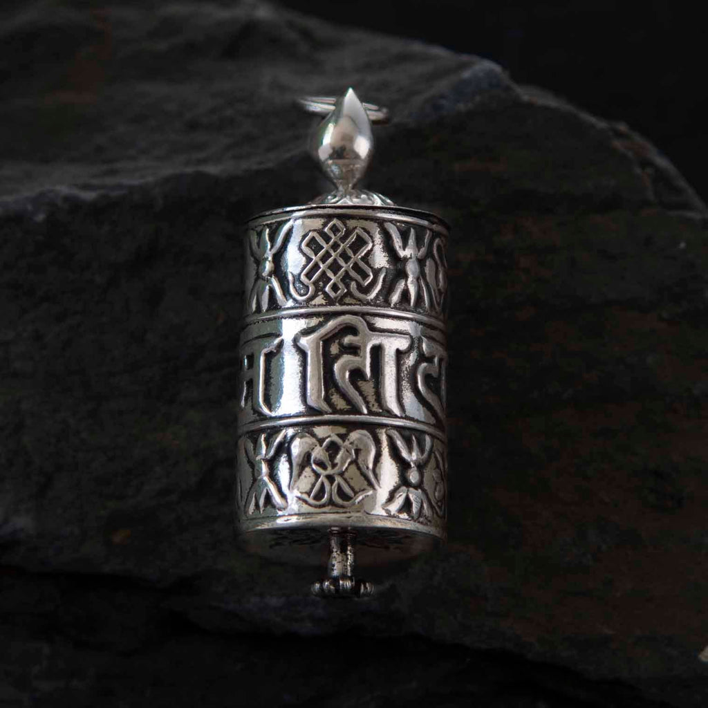 Prayer Wheel Nepalese Silver Pendant-Necklaces & Pendants-Siesta Crafts