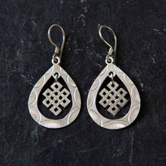 Endless Knot Tear Drop Silver Earrings-Earrings-Siesta Crafts