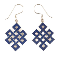 Blue Endless Knot Silver Earrings-Earrings-Siesta Crafts