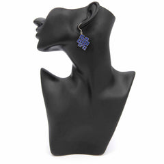 Blue Endless Knot Silver Earrings-Earrings-Siesta Crafts