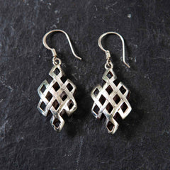 Endless Knot Cage Silver Earrings-Earrings-Siesta Crafts
