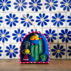 Lady with Flowers Retablo-Home Décor-Siesta Crafts