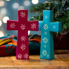 Standing Patterned Soapstone Cross-Christianity-Siesta Crafts