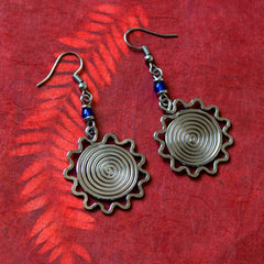 Sun Spiral Kenyan Earrings-Earrings-Siesta Crafts
