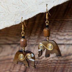 Spiral Elephant Earrings-Earrings-Siesta Crafts