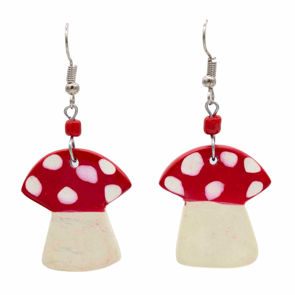 Soapstone Mushroom Earrings-Earrings-Siesta Crafts