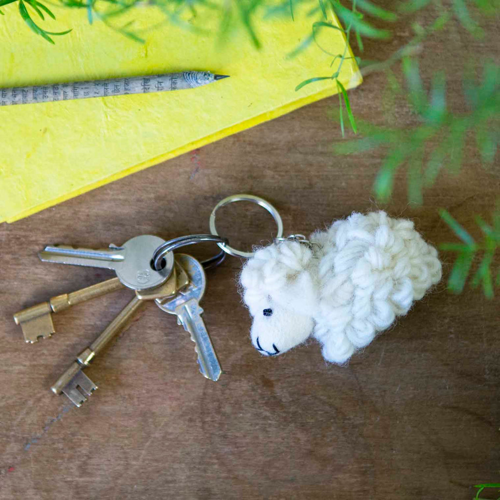 Sheep Felt Keyring-Keyrings & Bag Charms-Siesta Crafts