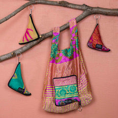 Recycled Sari Fold Out Bag-Bags & Purses-Siesta Crafts
