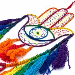 Rainbow Hand of Fatima with Beads-Home Décor-Siesta Crafts