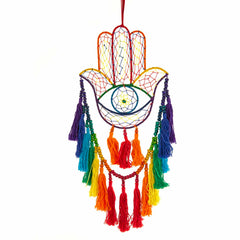 Rainbow Hand of Fatima with Beads-Home Décor-Siesta Crafts