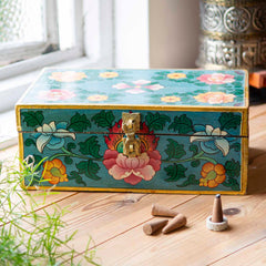 Painted Flower Tibetan Style Box-Furniture-Siesta Crafts