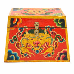 Tibetan Style Orange Cheppu Pyramid Chest-Furniture-Siesta Crafts