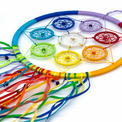 Chakra Dreamcatcher with Ribbons-Home Décor-Siesta Crafts