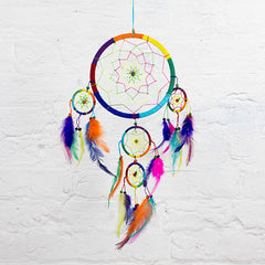Large Bright Rainbow Dreamcatcher-Home Décor-Siesta Crafts