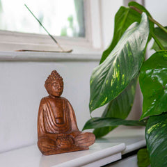 Medium Handcarved Sitting Buddha-Buddhism-Siesta Crafts