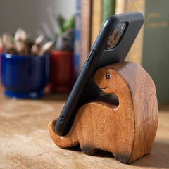 Carved Mobile Phone Stand - Dinosaur-Office & Stationery-Siesta Crafts