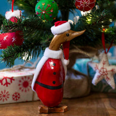 Christmas Santa Duckling-Ornaments & Figurines-Siesta Crafts