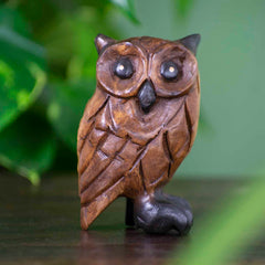 Medium Carved Owl-Ornaments & Figurines-Siesta Crafts