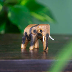 Mini Thai Elephant Carving-Ornaments & Figurines-Siesta Crafts