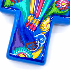 Mexican Painted Bird Block Cross-Christianity-Siesta Crafts