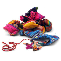 Pack of Dozen Worry People in Bags-Folklore-Siesta Crafts