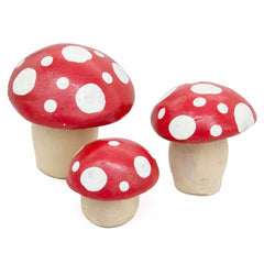 Mexican Ceramic Mushrooms - Set of Three-Ornaments & Figurines-Siesta Crafts