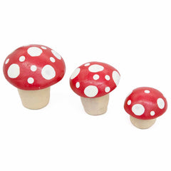 Mexican Ceramic Mushrooms - Set of Three-Ornaments & Figurines-Siesta Crafts