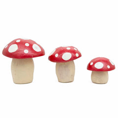 Mexican Ceramic Mushrooms - Set of Three-Ornaments & Figurines-Siesta Crafts