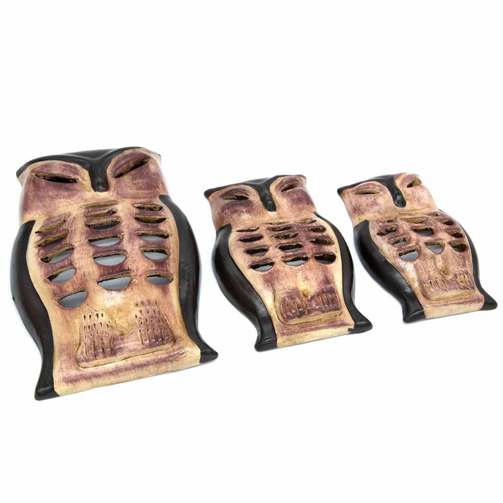 Mexican Ceramic Owl Plaques - Set of Three-Home Décor-Siesta Crafts