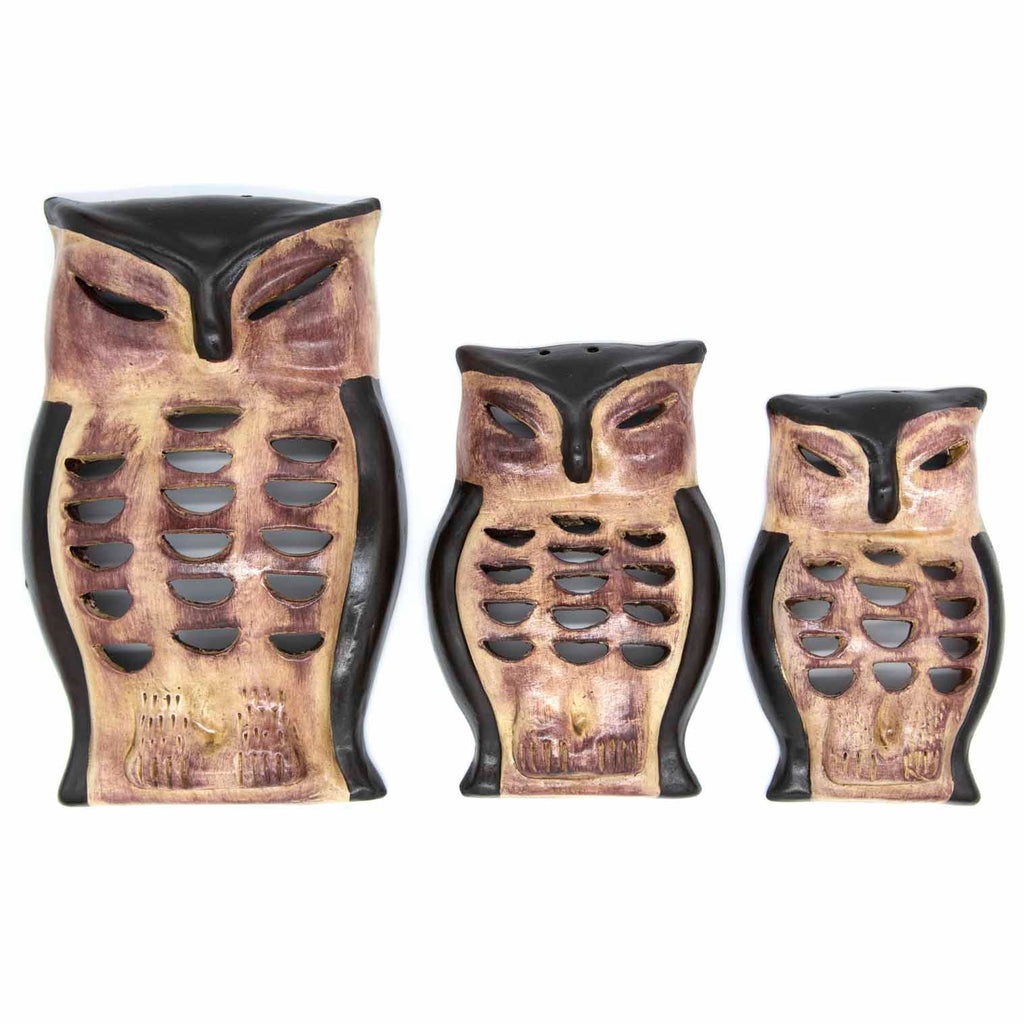 Mexican Ceramic Owl Plaques - Set of Three-Home Décor-Siesta Crafts