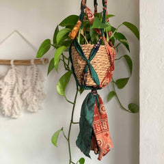 Recycled Sari Plant Hanger Large-Plant Pots, Vases & Hangers-Siesta Crafts