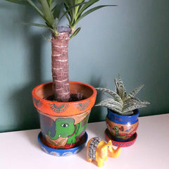 Mithila Flower Pot and Saucer Small-Plant Pots, Vases & Hangers-Siesta Crafts