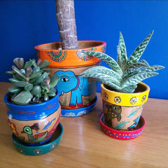 Mithila Flower Pot and Saucer Small-Plant Pots, Vases & Hangers-Siesta Crafts