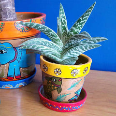 Mithila Flower Pot and Saucer Small-Plant Pots, Vases & Hangers-Siesta Crafts