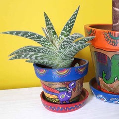 Mithila Flower Pot and Saucer Small-Plant Pots, Vases & Hangers-Siesta Crafts