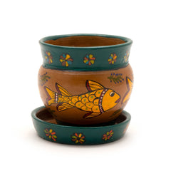 Mithila Round Flower Pot and Saucer Small-Plant Pots, Vases & Hangers-Siesta Crafts