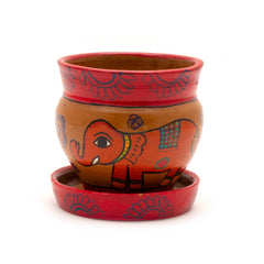Mithila Round Flower Pot and Saucer Small-Plant Pots, Vases & Hangers-Siesta Crafts