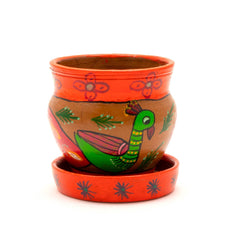 Mithila Round Flower Pot and Saucer Small-Plant Pots, Vases & Hangers-Siesta Crafts