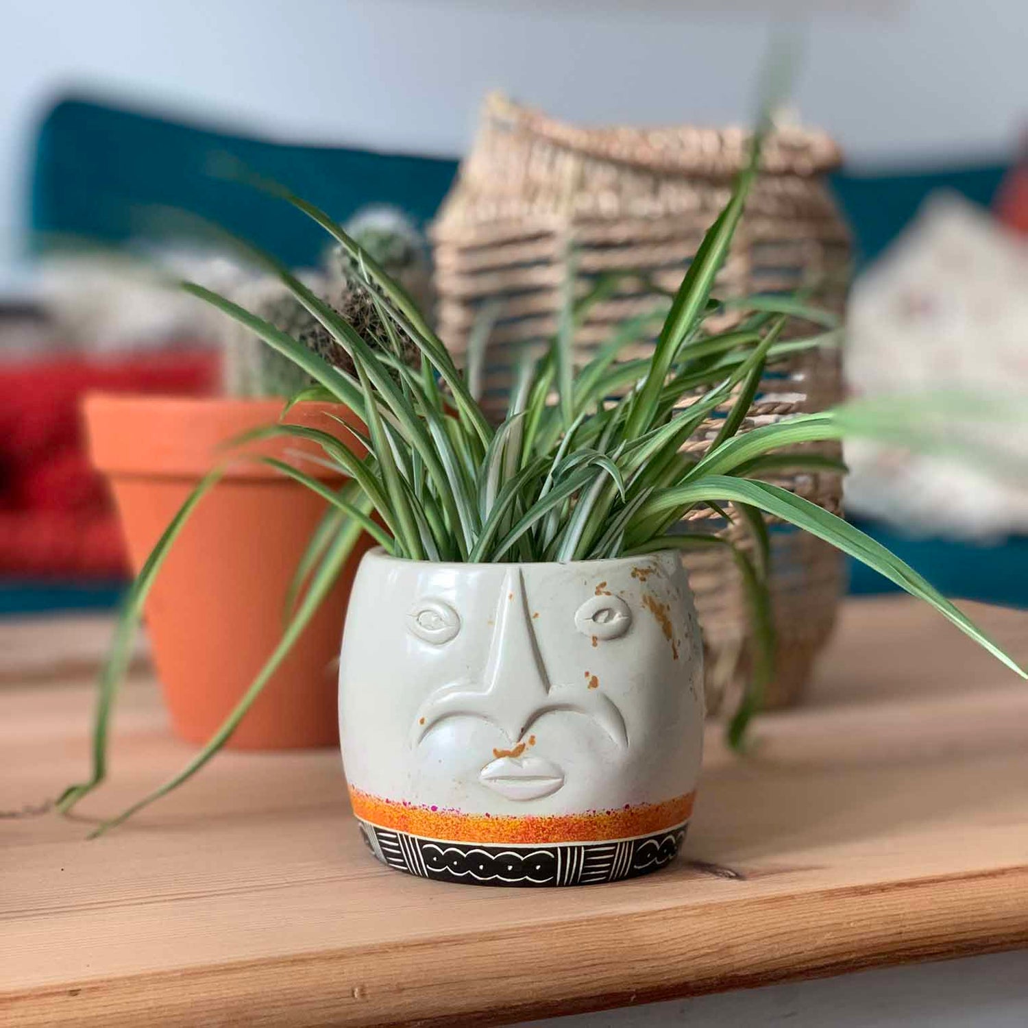 Face Design Soapstone Planter-Plant Pots, Vases & Hangers-Siesta Crafts