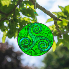 Green Triskelion Suncatcher-Home Décor-Siesta Crafts