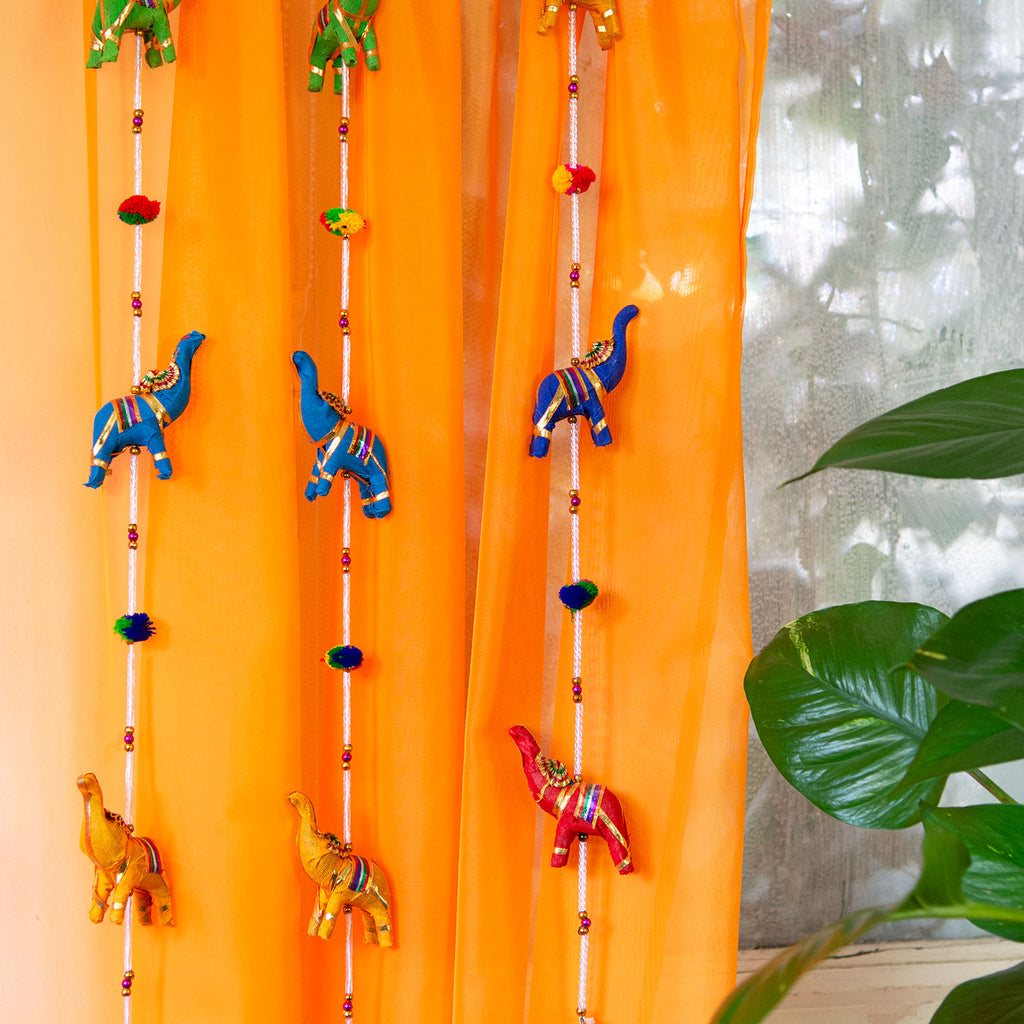 String of Elephants with Bell-Home Décor-Siesta Crafts