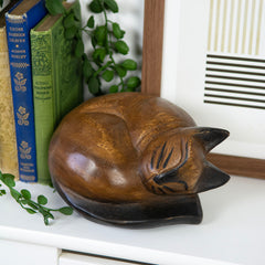 Large Curled Cat-Ornaments & Figurines-Siesta Crafts